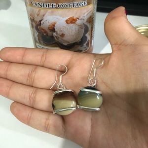 HAND CRAFTED FROM MEXICO SILVER STONE EARRINGS